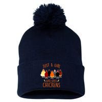 Funny Gift Just A Girl Who Loves Chickens Pom Pom 12in Knit Beanie