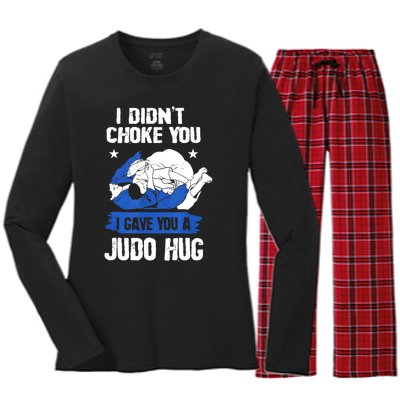 Funny Gift JudoistI Didn't Choke You I Gave You A Judo Hug Judo Gift Women's Long Sleeve Flannel Pajama Set 