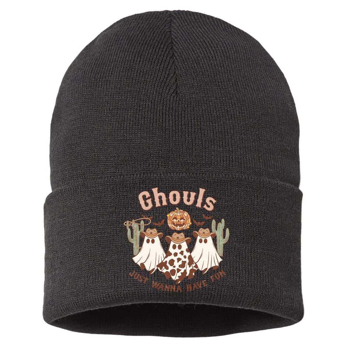 Funny Ghouls Just Wanna Have Fun Halloween Spooky Season Gift Sustainable Knit Beanie