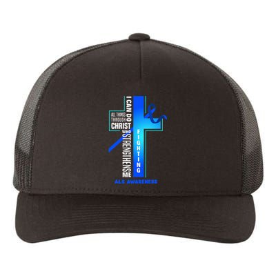 Faith God Jesus Christ ALS Warrior ALS Fighter ALS Awareness Yupoong Adult 5-Panel Trucker Hat