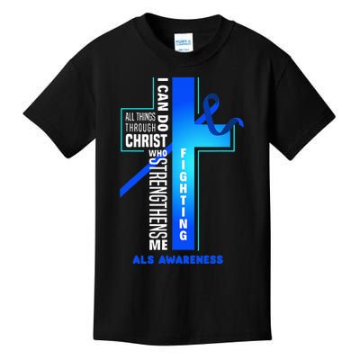 Faith God Jesus Christ ALS Warrior ALS Fighter ALS Awareness Kids T-Shirt