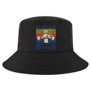 Funny Gym Jesus Is My Spotter Funny Workout Jesus Cool Comfort Performance Bucket Hat