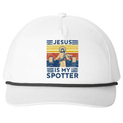 Funny Gym Jesus Is My Spotter Funny Workout Jesus Snapback Five-Panel Rope Hat