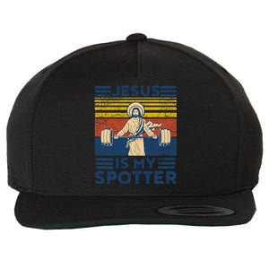 Funny Gym Jesus Is My Spotter Funny Workout Jesus Wool Snapback Cap