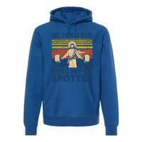 Funny Gym Jesus Is My Spotter Funny Workout Jesus Premium Hoodie