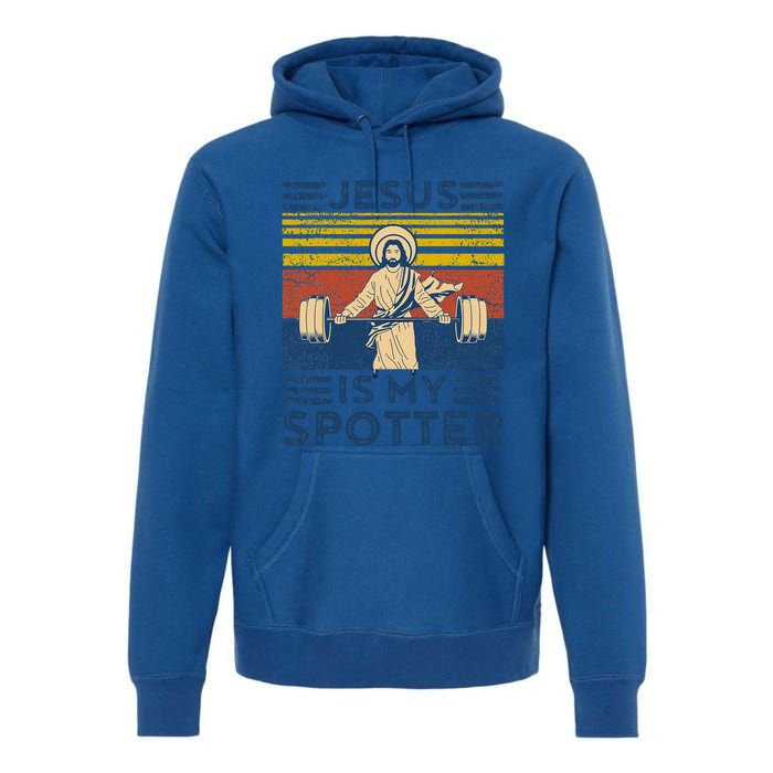 Funny Gym Jesus Is My Spotter Funny Workout Jesus Premium Hoodie