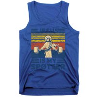 Funny Gym Jesus Is My Spotter Funny Workout Jesus Tank Top