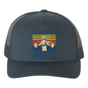 Funny Gym Jesus Is My Spotter Funny Workout Jesus Yupoong Adult 5-Panel Trucker Hat