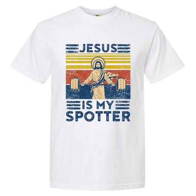 Funny Gym Jesus Is My Spotter Funny Workout Jesus Garment-Dyed Heavyweight T-Shirt