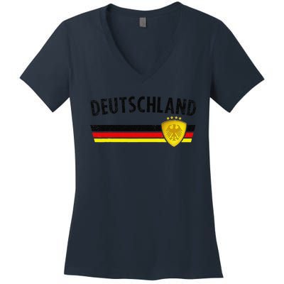 Football Germany Jersey 2024 European Championship Women's V-Neck T-Shirt