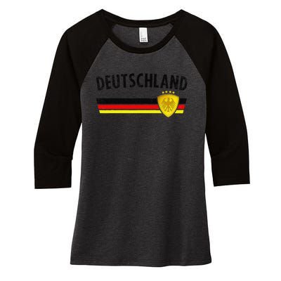 Football Germany Jersey 2024 European Championship Women's Tri-Blend 3/4-Sleeve Raglan Shirt