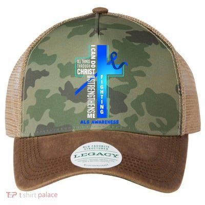 Faith God Jesus Christ ALS Warrior ALS Fighter ALS Awareness Legacy Tie Dye Trucker Hat