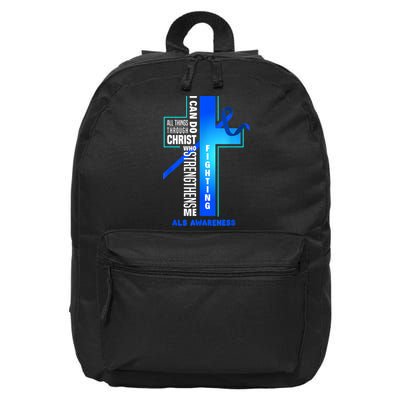 Faith God Jesus Christ ALS Warrior ALS Fighter ALS Awareness 16 in Basic Backpack
