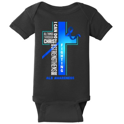 Faith God Jesus Christ ALS Warrior ALS Fighter ALS Awareness Baby Bodysuit