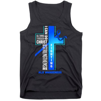 Faith God Jesus Christ ALS Warrior ALS Fighter ALS Awareness Tank Top