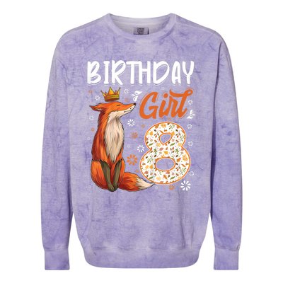 Funny Gift Kids Fox Animal Lovers 8th Birthday Girl Fox Bday 8 Year Old Gift Colorblast Crewneck Sweatshirt