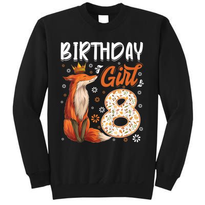 Funny Gift Kids Fox Animal Lovers 8th Birthday Girl Fox Bday 8 Year Old Gift Sweatshirt