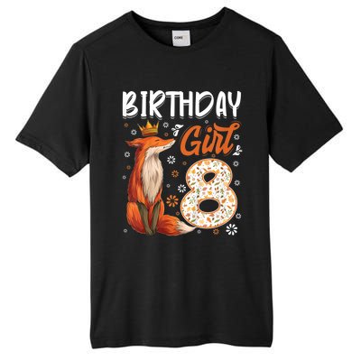 Funny Gift Kids Fox Animal Lovers 8th Birthday Girl Fox Bday 8 Year Old Gift Tall Fusion ChromaSoft Performance T-Shirt