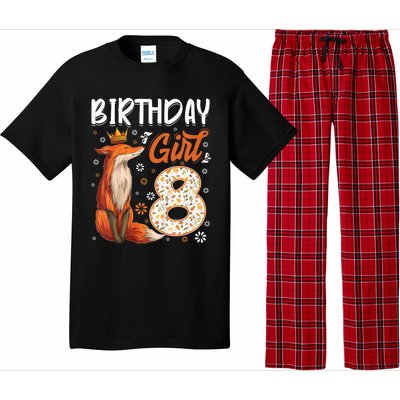 Funny Gift Kids Fox Animal Lovers 8th Birthday Girl Fox Bday 8 Year Old Gift Pajama Set