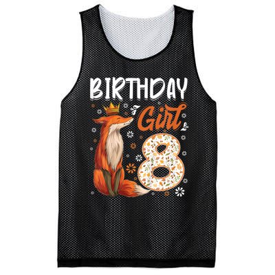 Funny Gift Kids Fox Animal Lovers 8th Birthday Girl Fox Bday 8 Year Old Gift Mesh Reversible Basketball Jersey Tank