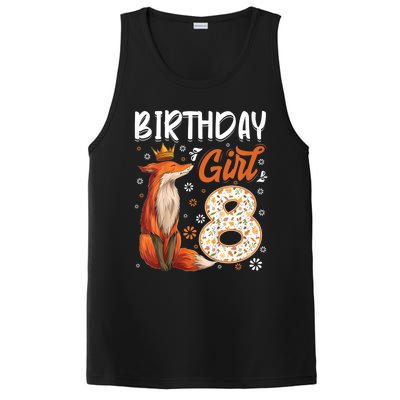 Funny Gift Kids Fox Animal Lovers 8th Birthday Girl Fox Bday 8 Year Old Gift PosiCharge Competitor Tank