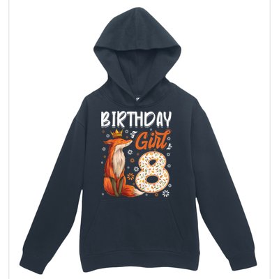 Funny Gift Kids Fox Animal Lovers 8th Birthday Girl Fox Bday 8 Year Old Gift Urban Pullover Hoodie