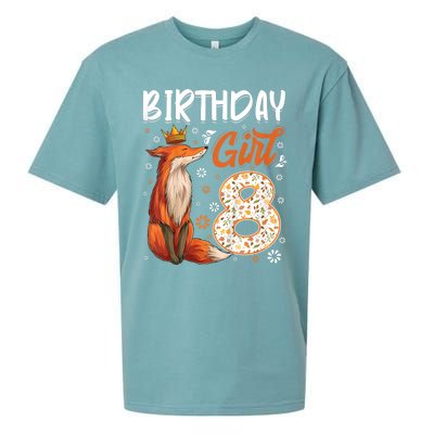 Funny Gift Kids Fox Animal Lovers 8th Birthday Girl Fox Bday 8 Year Old Gift Sueded Cloud Jersey T-Shirt