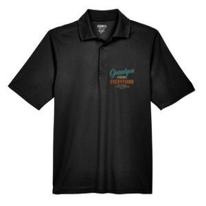 Funny grandpa knows everything for father's day Men's Origin Performance Pique Polo