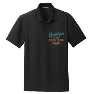 Funny grandpa knows everything for father's day Dry Zone Grid Polo