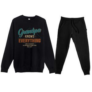 Funny grandpa knows everything for father's day Premium Crewneck Sweatsuit Set