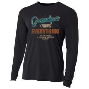 Funny grandpa knows everything for father's day Cooling Performance Long Sleeve Crew