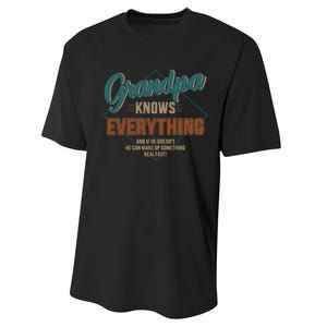 Funny grandpa knows everything for father's day Performance Sprint T-Shirt