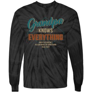 Funny grandpa knows everything for father's day Tie-Dye Long Sleeve Shirt