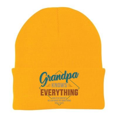 Funny Grandpa Knows Everything For Fathers Day Great Gift Knit Cap Winter Beanie