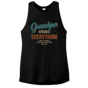 Funny Grandpa Knows Everything For Fathers Day Great Gift Ladies PosiCharge Tri-Blend Wicking Tank