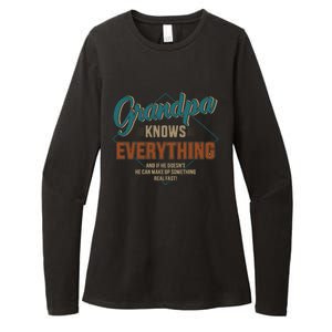 Funny Grandpa Knows Everything For Fathers Day Great Gift Womens CVC Long Sleeve Shirt