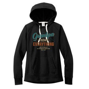 Funny Grandpa Knows Everything For Fathers Day Great Gift Women's Fleece Hoodie