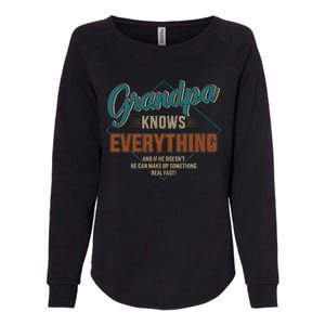 Funny Grandpa Knows Everything For Fathers Day Great Gift Womens California Wash Sweatshirt