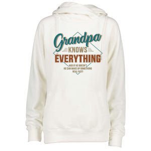 Funny Grandpa Knows Everything For Fathers Day Great Gift Womens Funnel Neck Pullover Hood