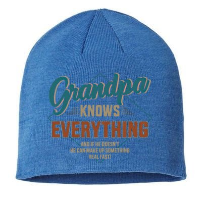 Funny Grandpa Knows Everything For Fathers Day Great Gift Sustainable Beanie