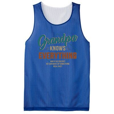 Funny Grandpa Knows Everything For Fathers Day Great Gift Mesh Reversible Basketball Jersey Tank