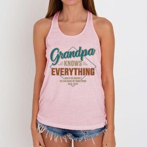 Funny Grandpa Knows Everything For Fathers Day Great Gift Women's Knotted Racerback Tank