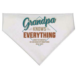 Funny Grandpa Knows Everything For Fathers Day Great Gift USA-Made Doggie Bandana