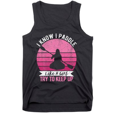 Funny Girl Kayak Retro Kayaking Paddling Tank Top