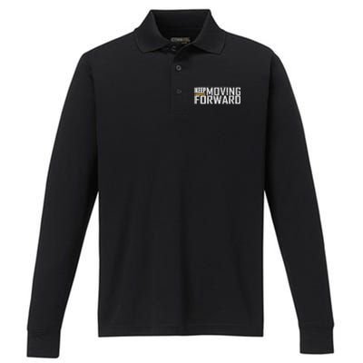 Fitness Gym Keep Moving Forward (Art In Front And Back) Performance Long Sleeve Polo