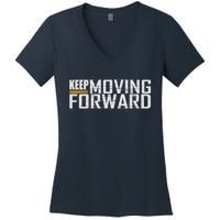 Fitness Gym Keep Moving Forward (Art In Front And Back) Women's V-Neck T-Shirt