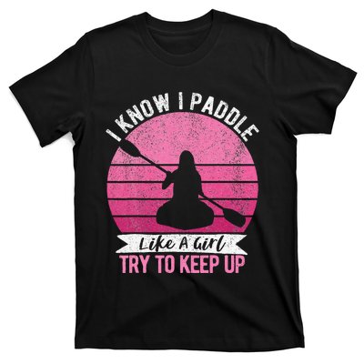 Funny Girl Kayak Retro Kayaking Paddling For Women T-Shirt