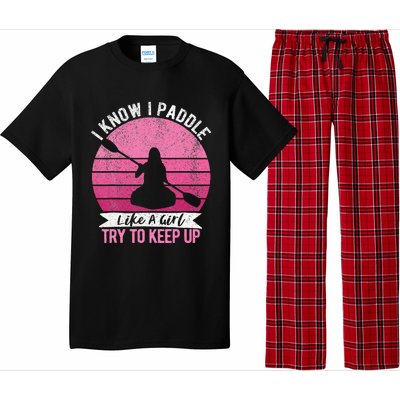 Funny Girl Kayak Retro Kayaking Paddling For Women Pajama Set