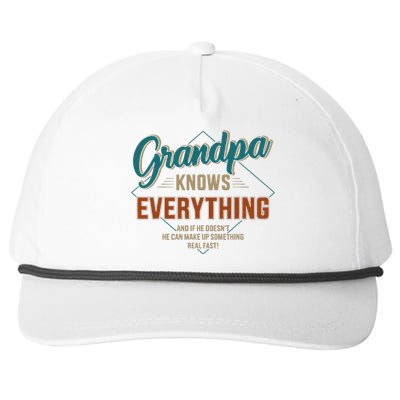 Funny Grandpa Knows Everything For Fathers Day Snapback Five-Panel Rope Hat