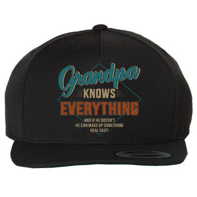 Funny Grandpa Knows Everything For Fathers Day Wool Snapback Cap